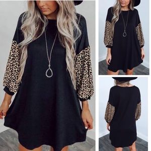 Black Dress With Leopard Sleeves